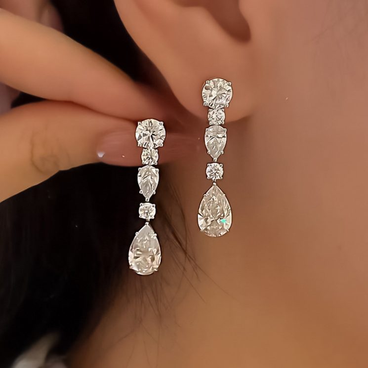 S925 Silver 8x12mm Evening Long Water Drop Earrings for Women – Elegant & Glamorous Design - Image 3