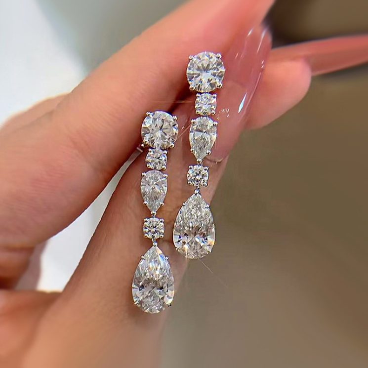 S925 Silver 8x12mm Evening Long Water Drop Earrings for Women – Elegant & Glamorous Design - Image 2
