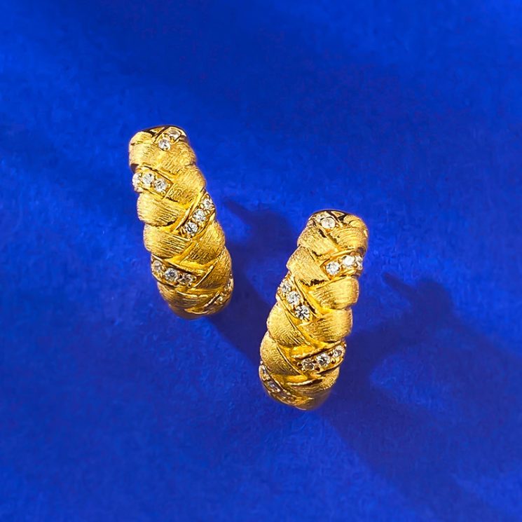 S925 Silver Real Gold-Plated Wheat Braided Brushed Earrings for Women – Elegant & Stylish Design - Image 5