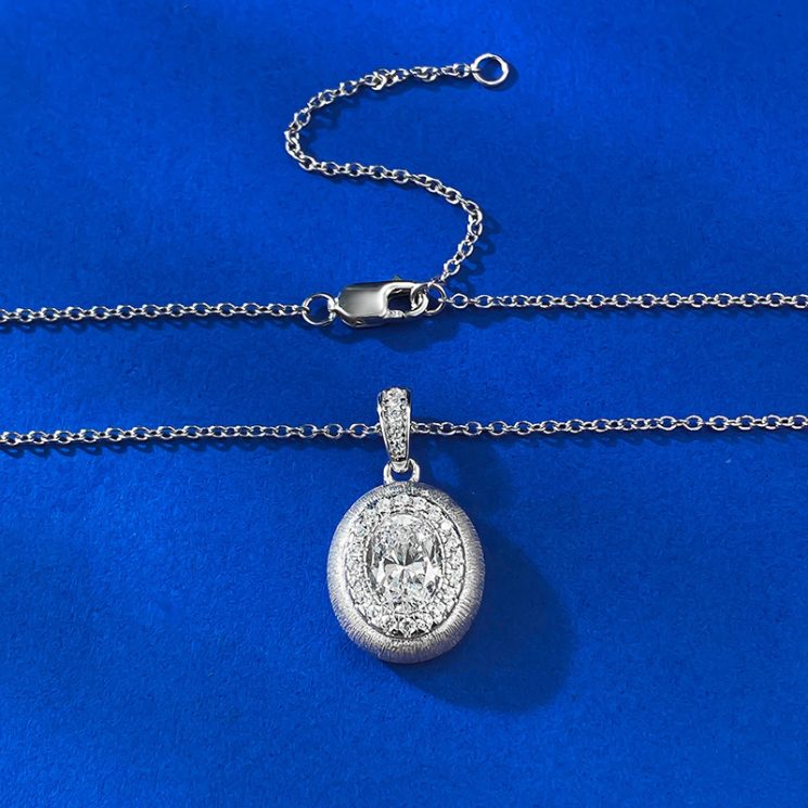 S925 Sterling Silver Retro Egg-Shaped Brushed Pendant Necklace 5x7mm for Women – Elegant & Unique Design - Image 5
