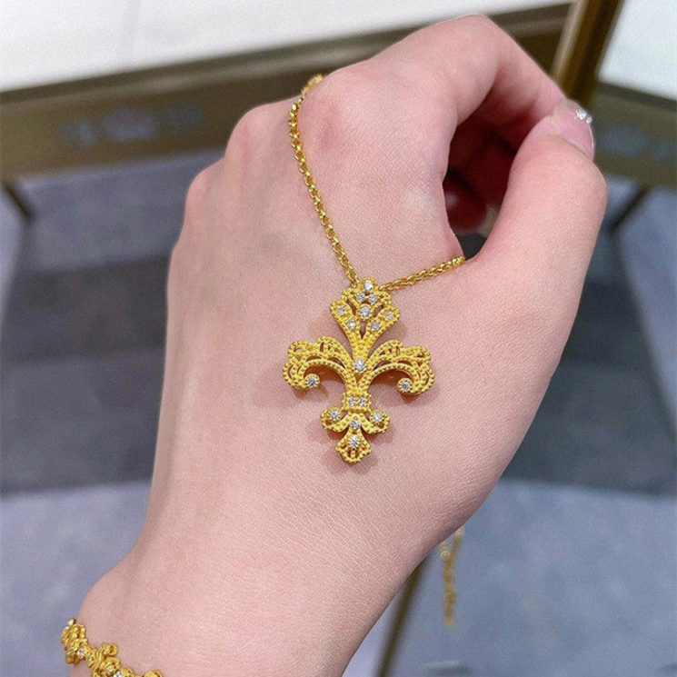 S925 Silver Gold-Plated Medieval Style Golden Iris Necklace for Women – Elegant & Vintage-Inspired Design - Image 2