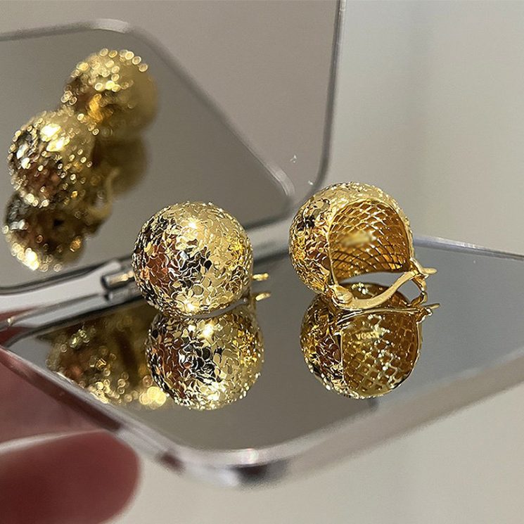 S925 Sterling Silver Sparkling Crushed Ice Pine Cone Earrings for Women – Glittering Ice Ball Design - Image 4