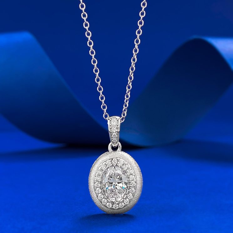 S925 Sterling Silver Retro Egg-Shaped Brushed Pendant Necklace 5x7mm for Women – Elegant & Unique Design - Image 4